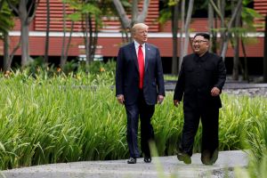 US President Trump and Kim Jong-Un.