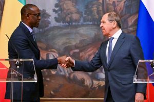 Russian Foreign Minister Sergei Lavrov attends a news conference with Mali's Minister of Foreign Affairs and International Cooperation Abdoulaye Diop, in Moscow, Russia.