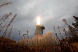 A Yars ICBM is launched in strategic deterrence forces exercises 