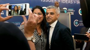 A member and London mayor Sadiq Khan taking a photo together after a Council event.