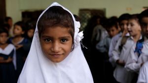 A young girl in Pakistan at school
