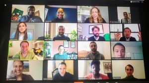 Screenshot of a virtual meeting with members of the Young Professionals Network