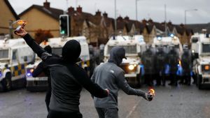 Protestors throw bottles at police in Northern Ireland