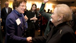 Council board member Fay Hartog Levin meeting Former United States Secretary of State Madeline Albright