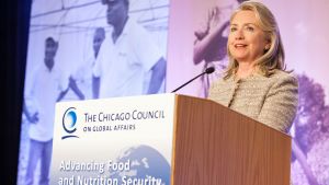 Hillary Clinton at a podium