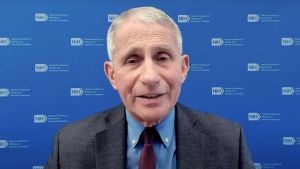 Dr. Anthony Fauci talking on-screen during an event