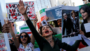 Protestors in support of Iranian women and against the death of Mahsa Amini in Istanbul, Turkey on October 22, 2022.