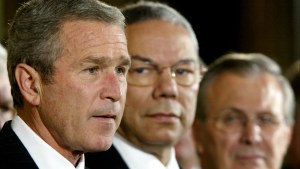 U.S. President George W. Bush speaks before signing the congressional resolution authorizing U.S. use of force against Iraq if needed. 