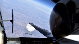 A U-2 Pilot flying over the central continental United States looks down on suspected Chinese surveillance balloon