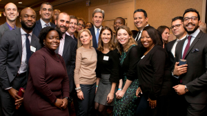 YP members meeting John Kerry after he spoke at a Council program.