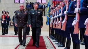 ussian Defense Minister Sergei Shoigu and then-Chinese Defense Minister Gen. Li Shangfu attend a ceremony