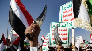 Houthi supporters protest US-led airstrikes